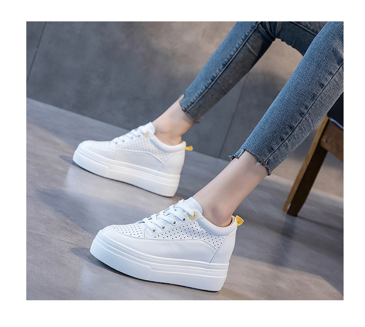 8cm Genuine Leather Women's Platform Wedge Sneakers - true deals club