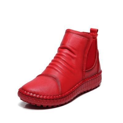 Maxct Women Pleated Soft Soled Flat Ankle Boots