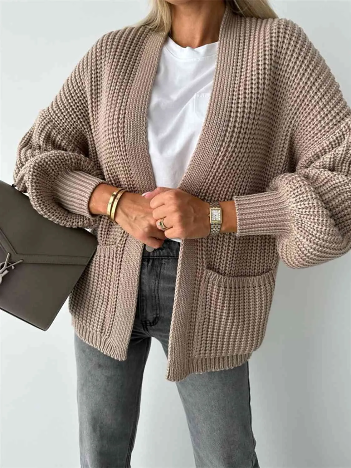 Maxct &Open Front Dropped Shoulder Cardigan