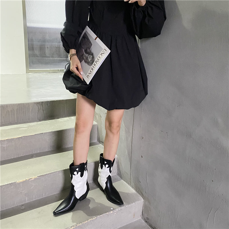 Totem Cowboy Boots Pointed Toe Motorcycle Boots Maxct
