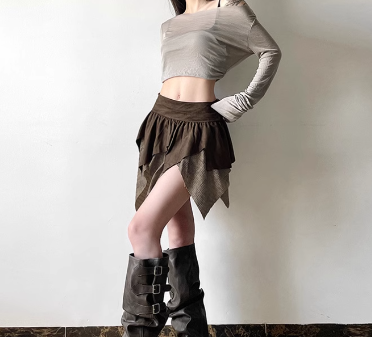 Asymmetric Ruffled Mini Skirt Maxct