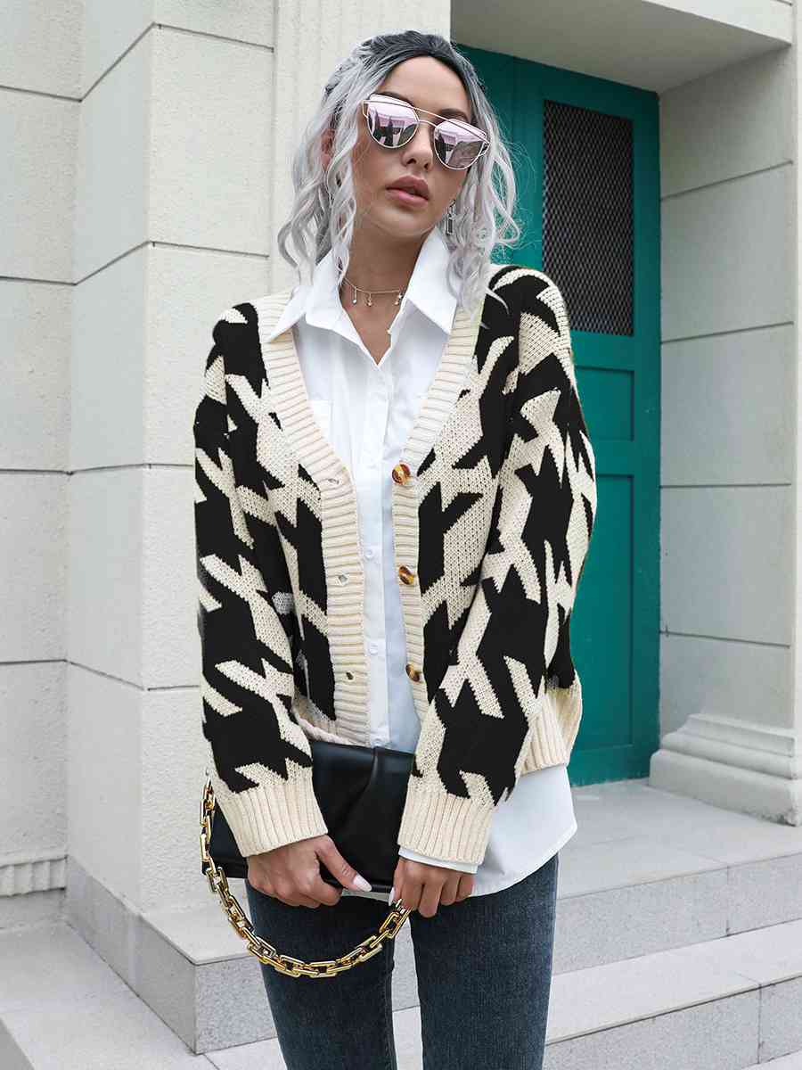 Maxct &Houndstooth Button Down Cardigan