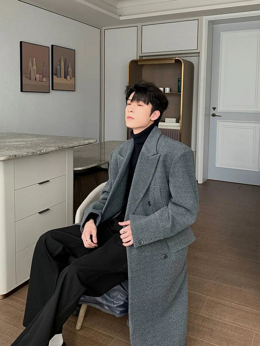 Maxct Long Double-breasted Woolen Coat