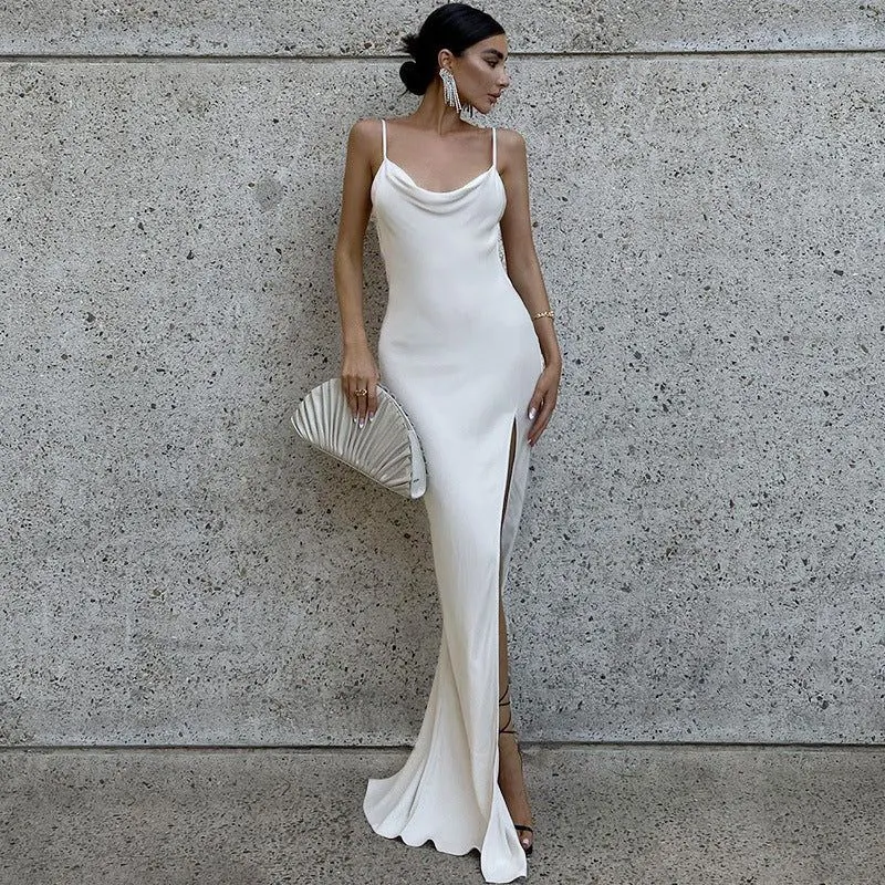 That Vogue Satin Slit Maxi Dress Maxct