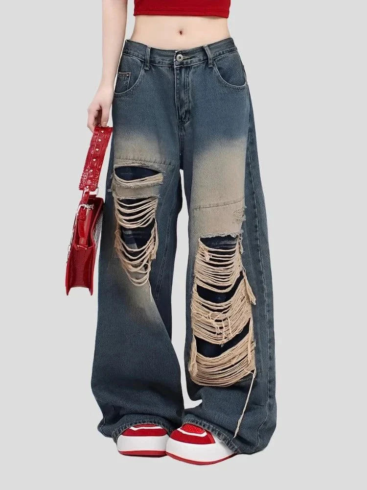Mopping Style Wide Leg Baggy Jeans Maxct
