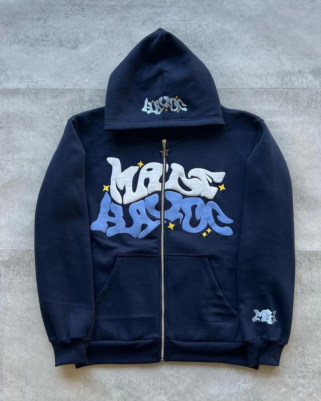 Y2K Zip Up Hoodie Harajuku Men Letter Graphic Printing Oversized Hoodie Sweatshirt Punk Rock Gothic Clothes Tops Streetwear