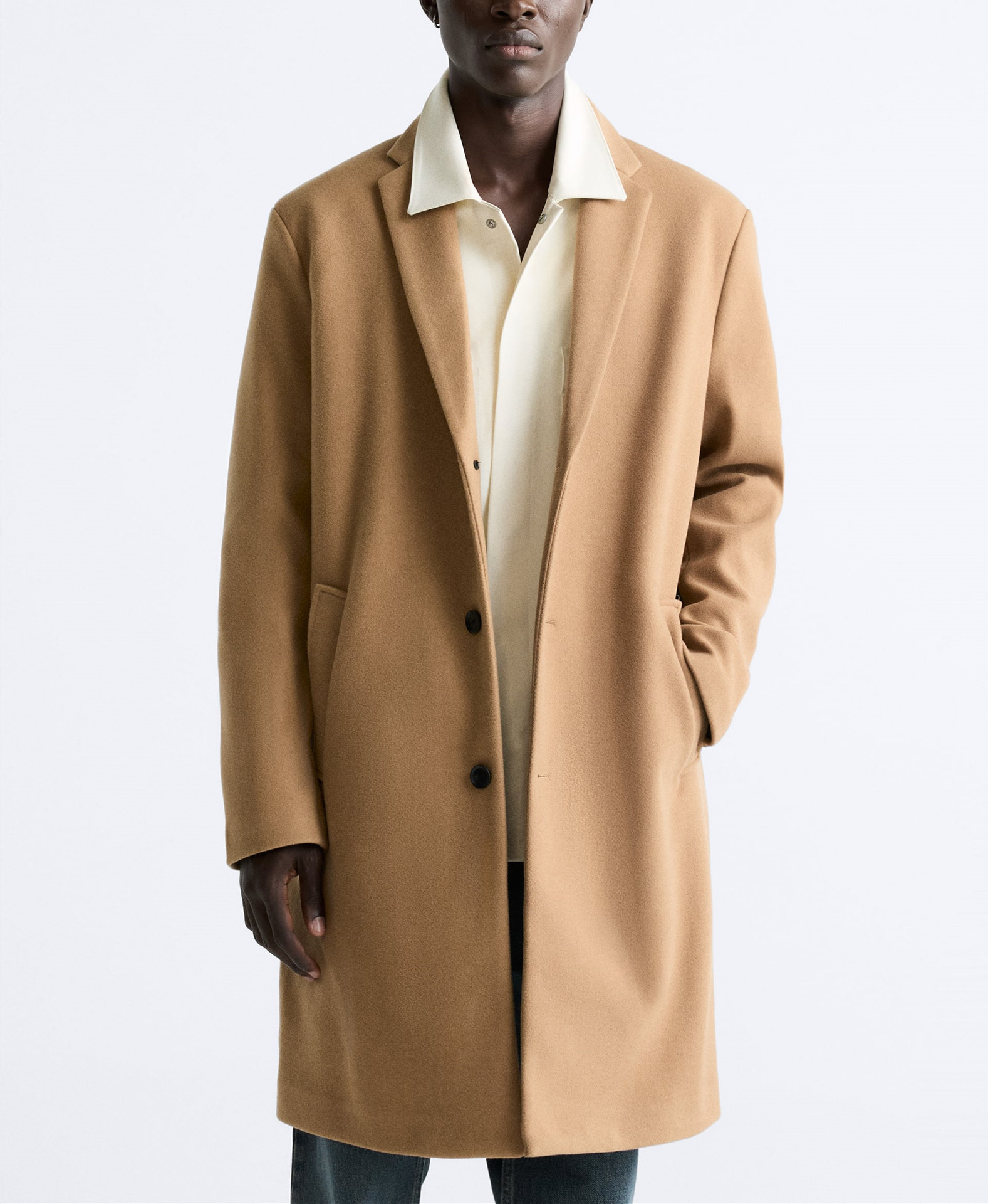 &NEW TPQ Men's Woolen Mid-Length Coat