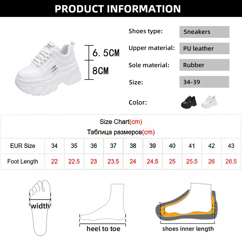 Chunky Platform Sneakers Women Spring Autumn PU Leather Maxct