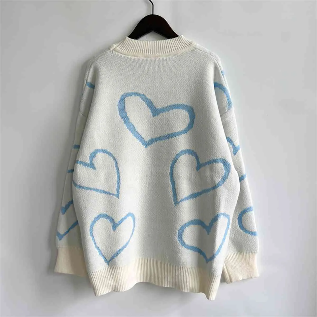 Maxct &Heart Pattern Long Sleeve Sweater