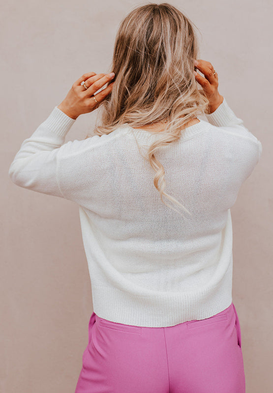 Maxct &XOXO Round Neck Drop Shoulder Sweater