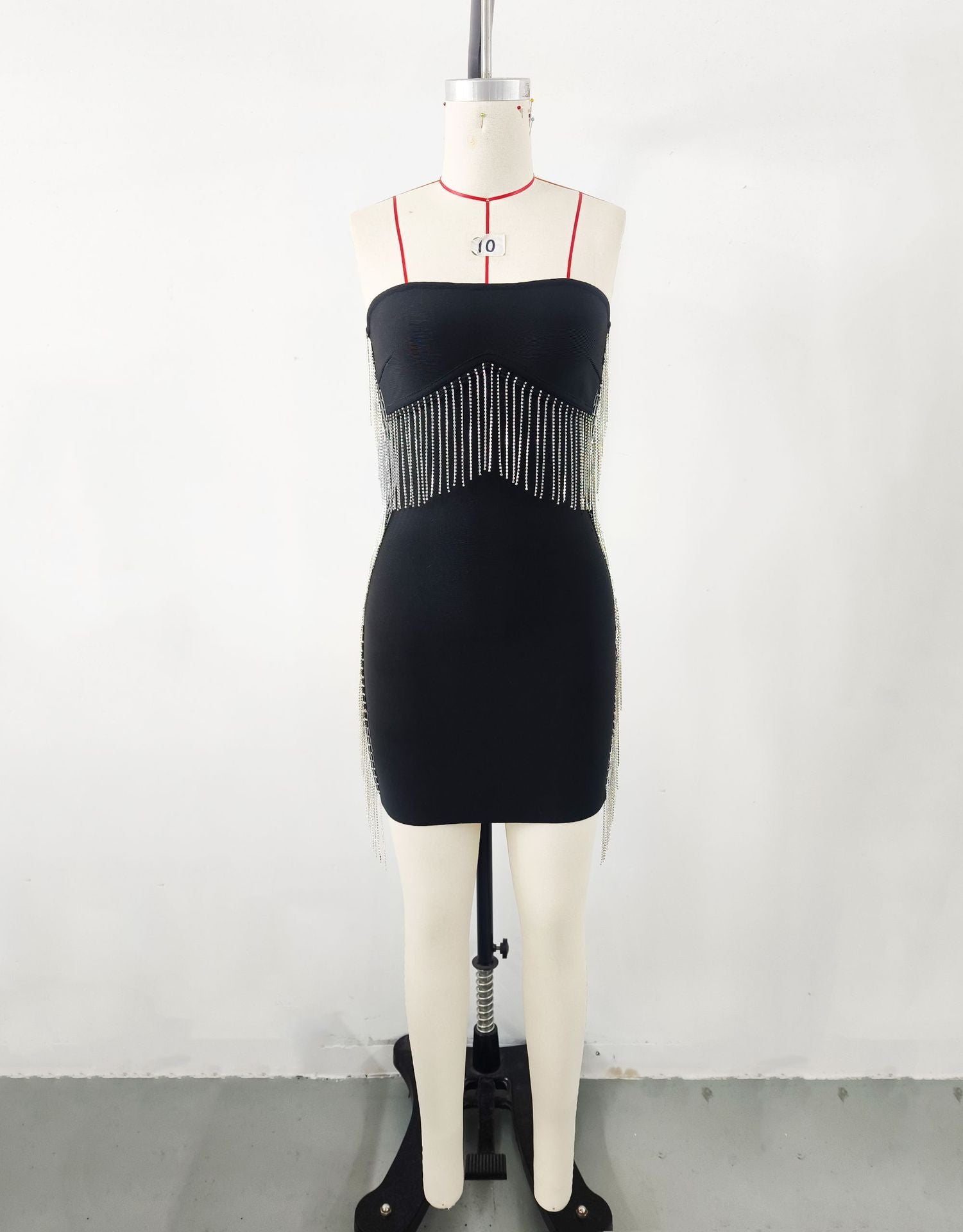 Maxct Women's Summer Women 2024 Diamond Tassel Strapless Bandage Dress Sexy Party Dress - Image 10