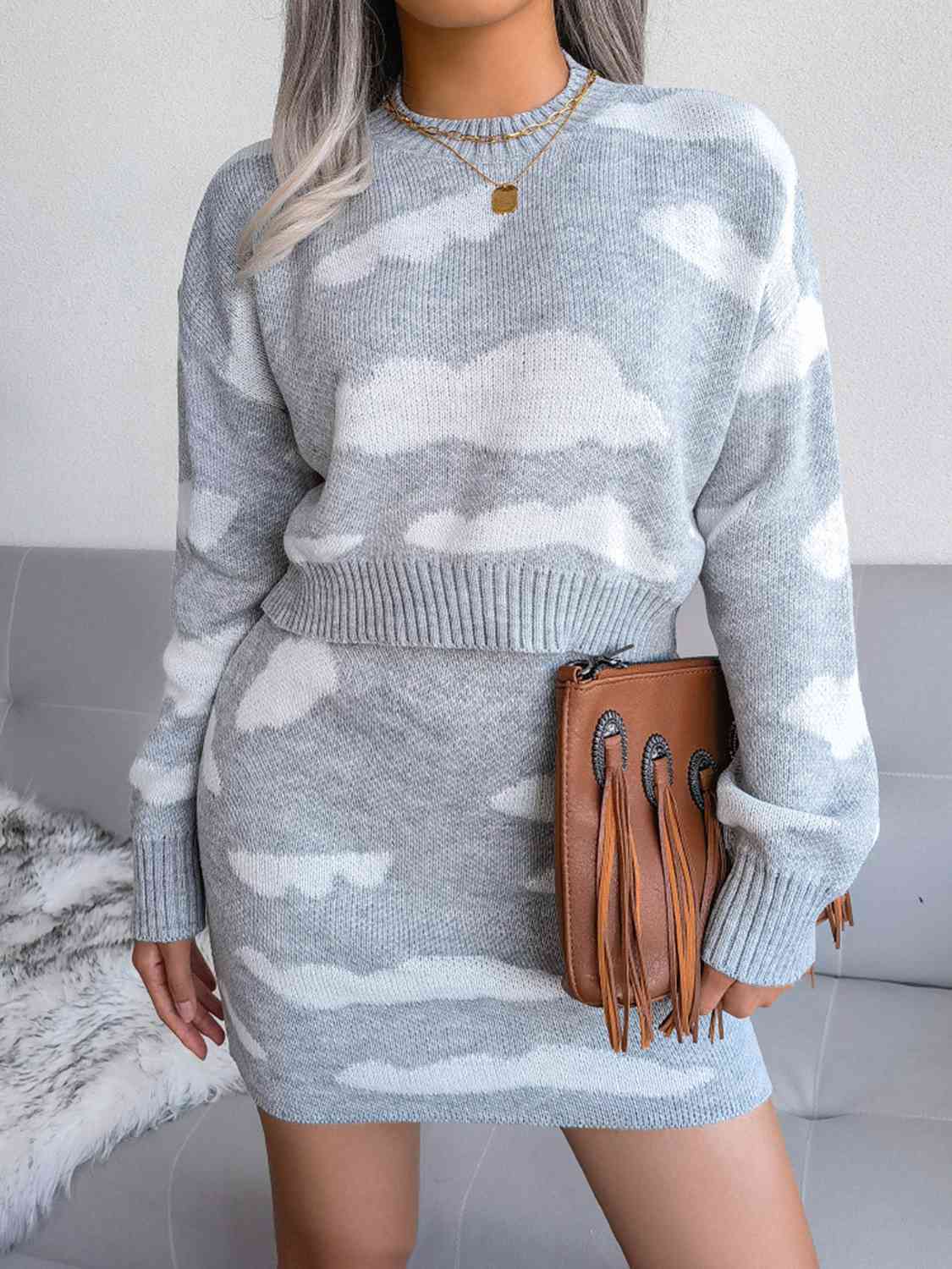 Maxct &Cloud Sweater and Knit Skirt Set