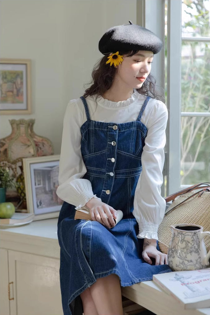 Button Down Denim Cami Midi Dress Maxct
