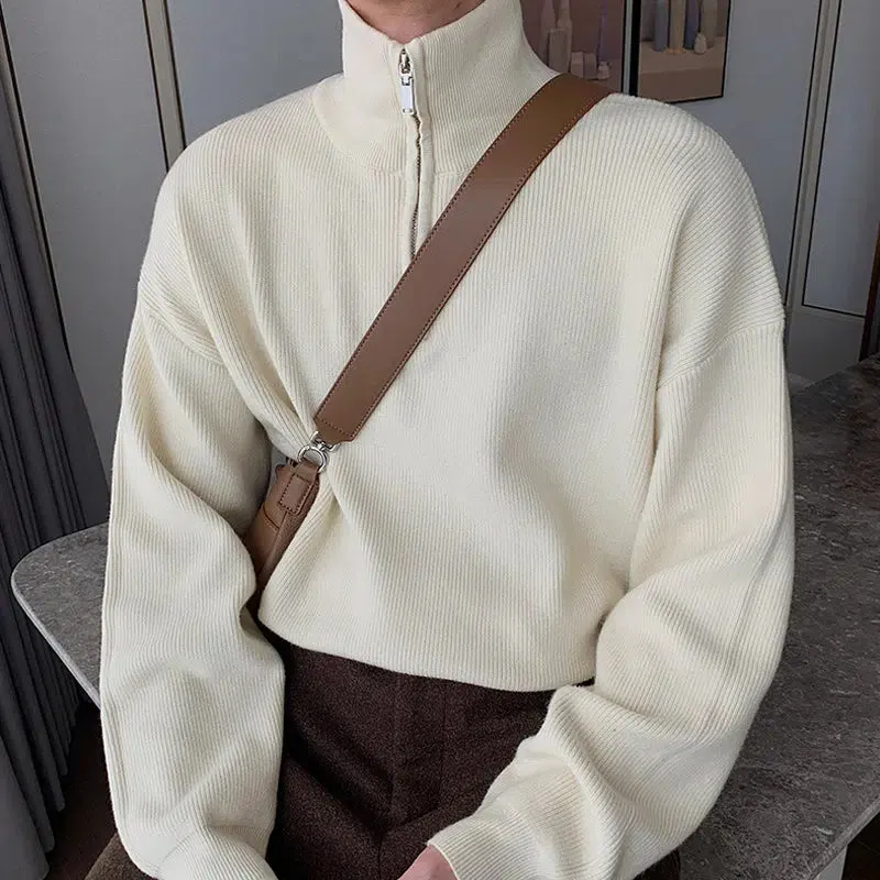 Maxct Pleated Half-zip Turtleneck Sweater