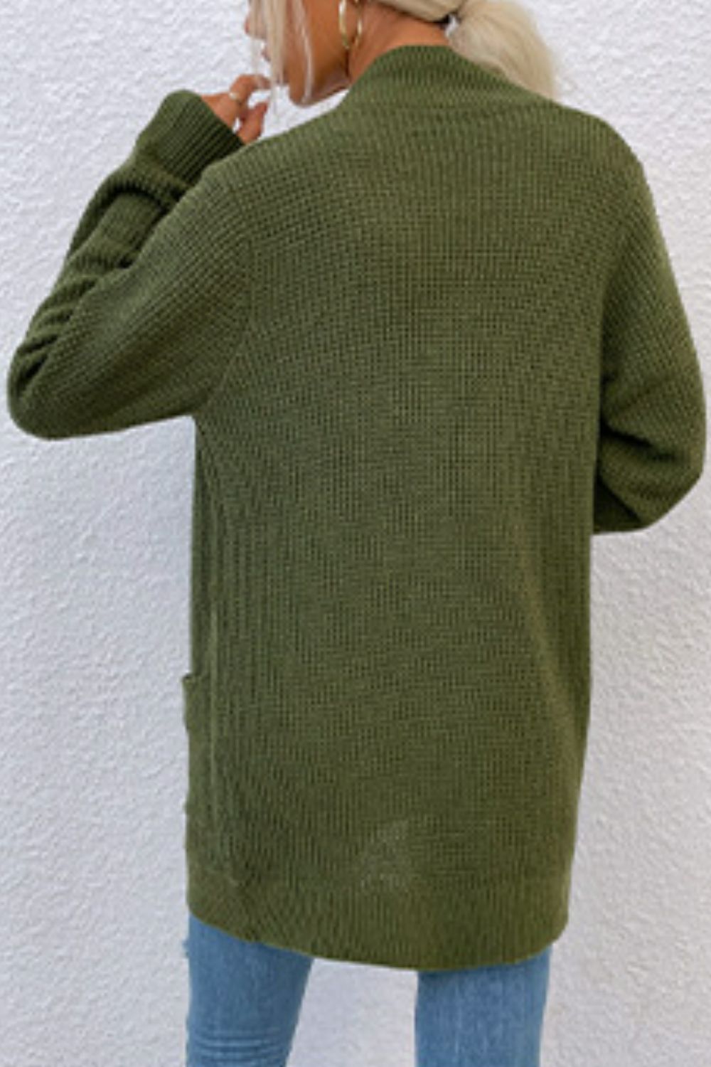 Maxct &Open Front Rib-Knit Cardigan with Pockets
