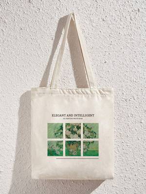 Letter & Figure Canvas Shopper Bag - Women Tote Bags