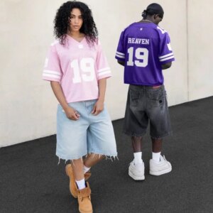 Maxct American fashion brand No.19 jersey letter oversized T-shirt women's Y2K streetwear fashion versatile loose V-neck shirt top