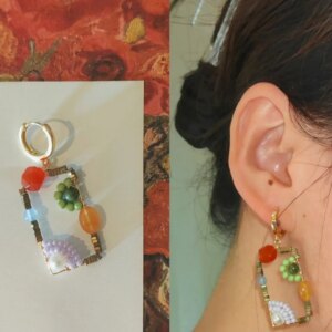 「Chinoiserie」Natural Jade Square Earrings