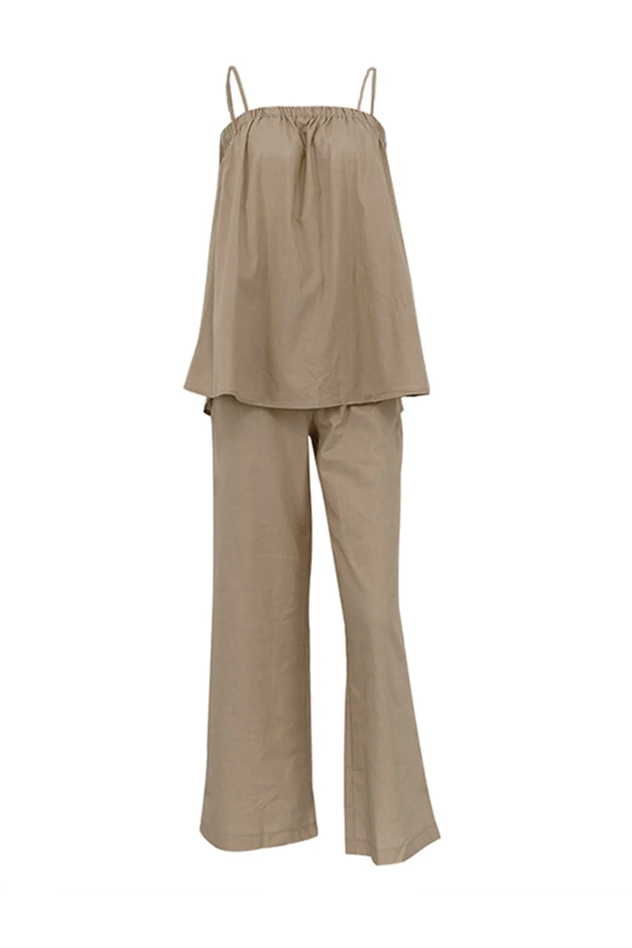 Maxct Khaki Cotton Cami Top Long Pants Suits