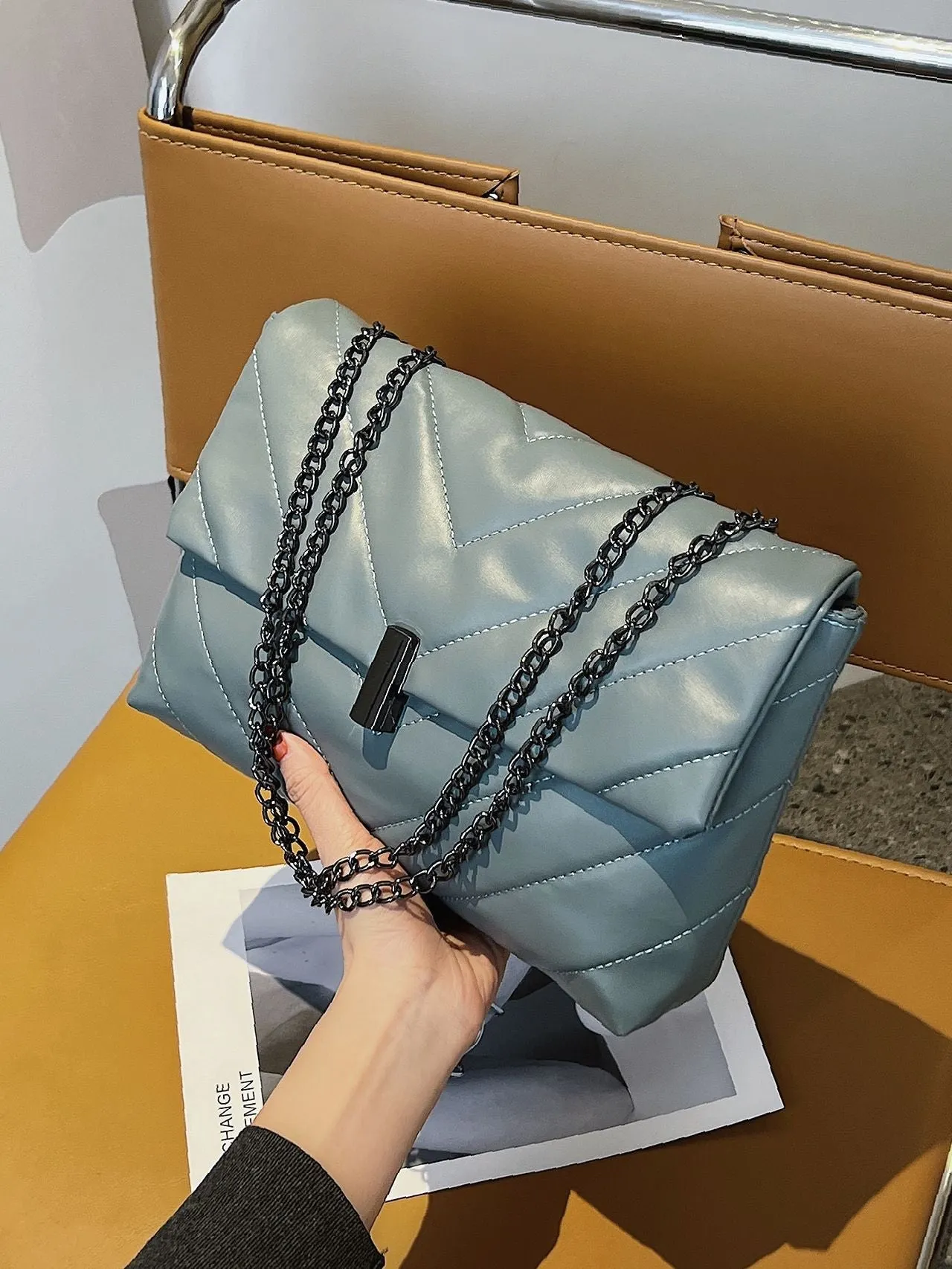 Maxct - Chevron Chain Tote Bag  - Women Tote Bags