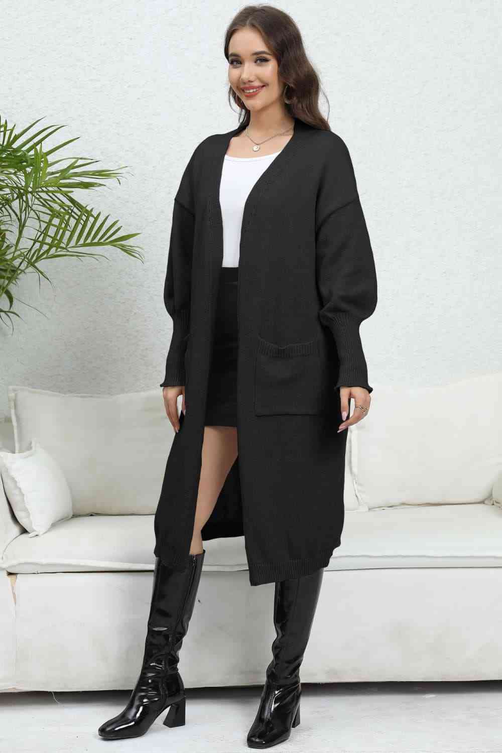 Maxct &Open Front Dropped Shoulder Cardigan