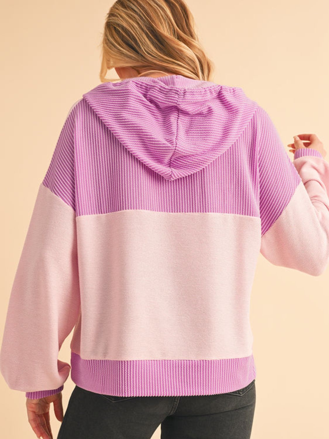 Maxct &Corded Color Block Drawstring Hoodie