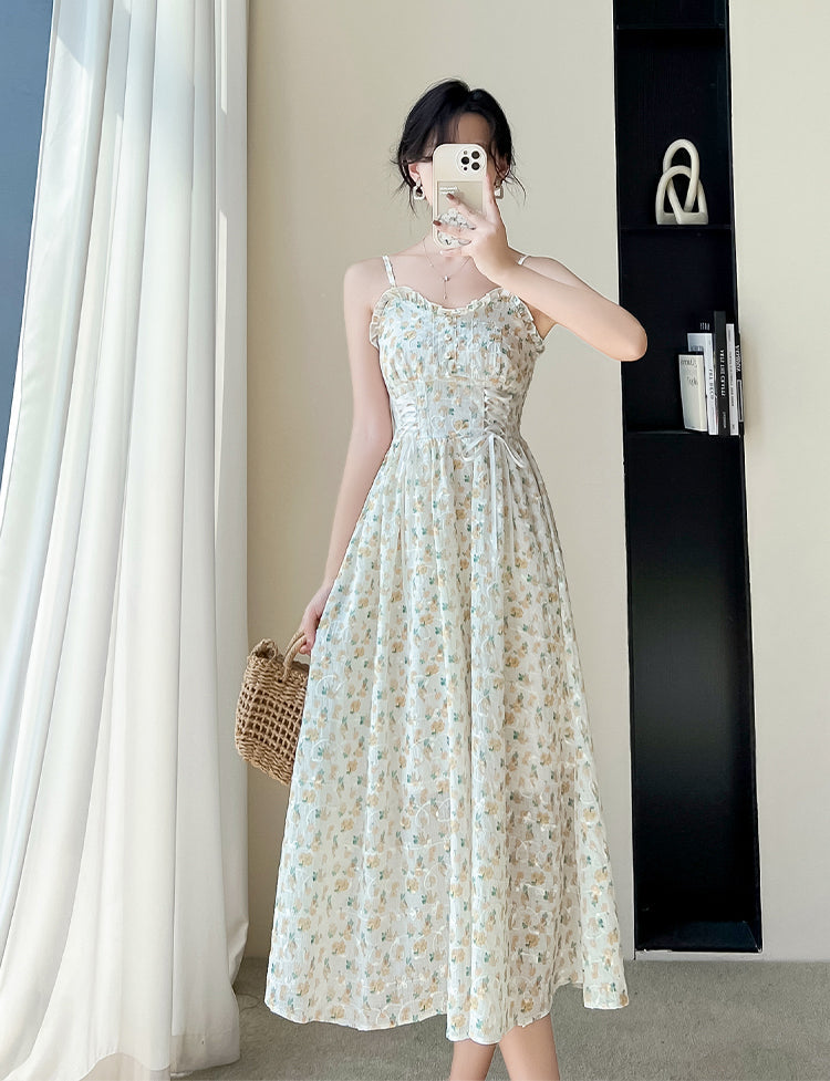 May Flowers Lace Up Cami Dress Maxct