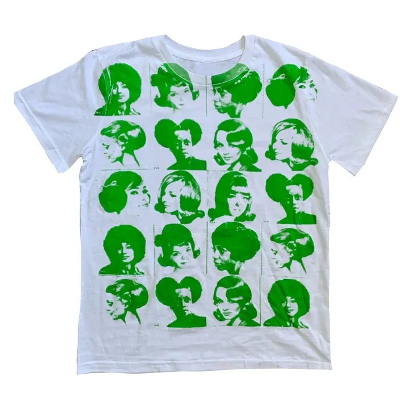 Maxct 90s Vintage Portrait Graphic Print T-shirt Harajuku Crop Top Y2K Aesthetic Summer Slim Fit Tees Tops Women Streetwear Gothic