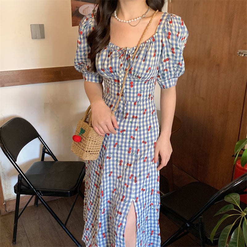 Cherry Gingham Midi Dress Maxct