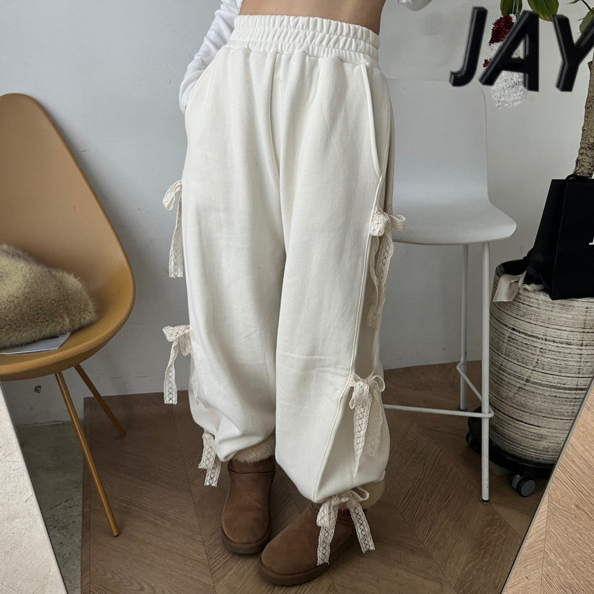 Maxct Side Lace Bow Tie  Baggy Sweatpants