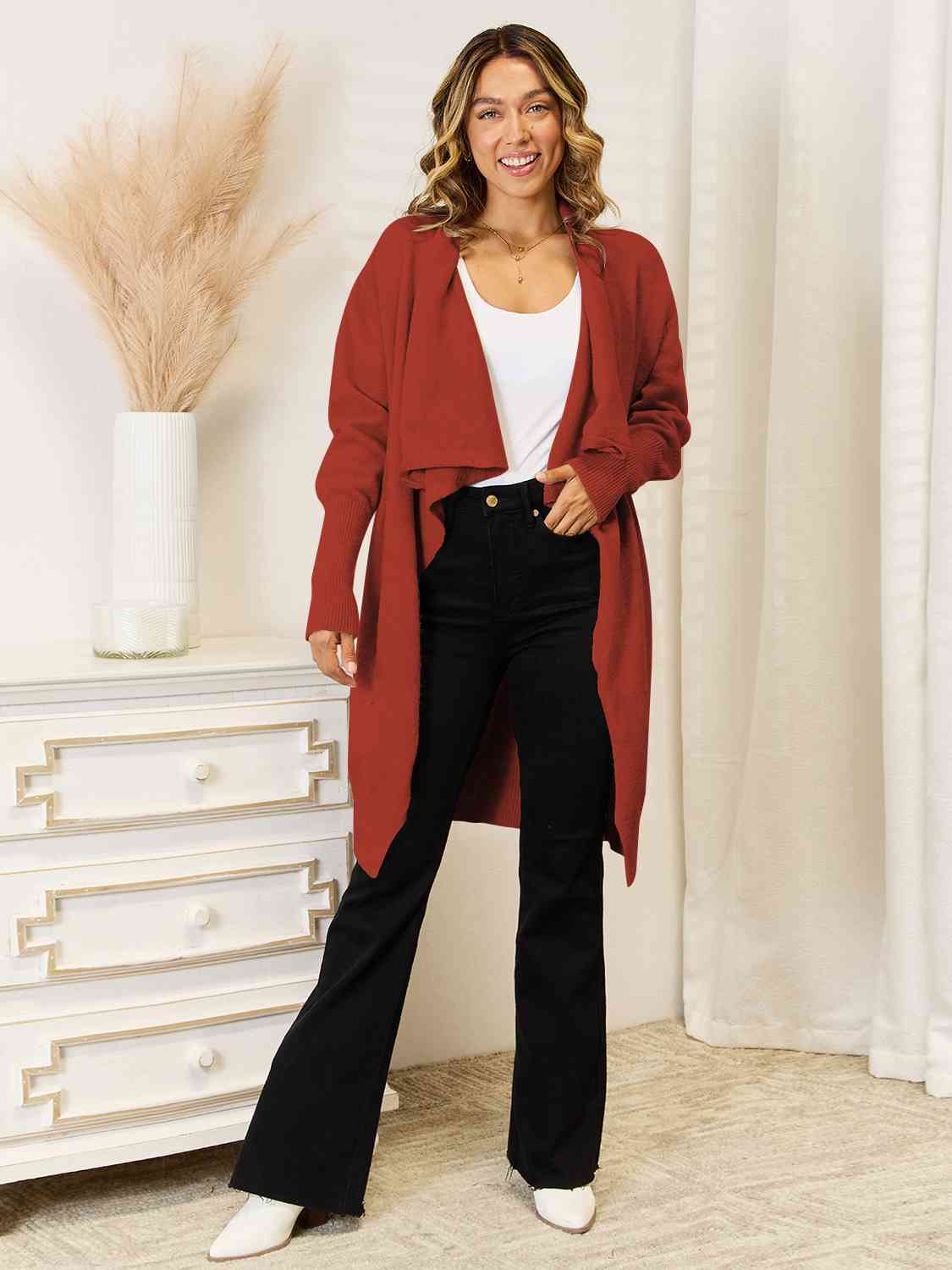 Maxct &Long Sleeve Open Front Longline Cardigan