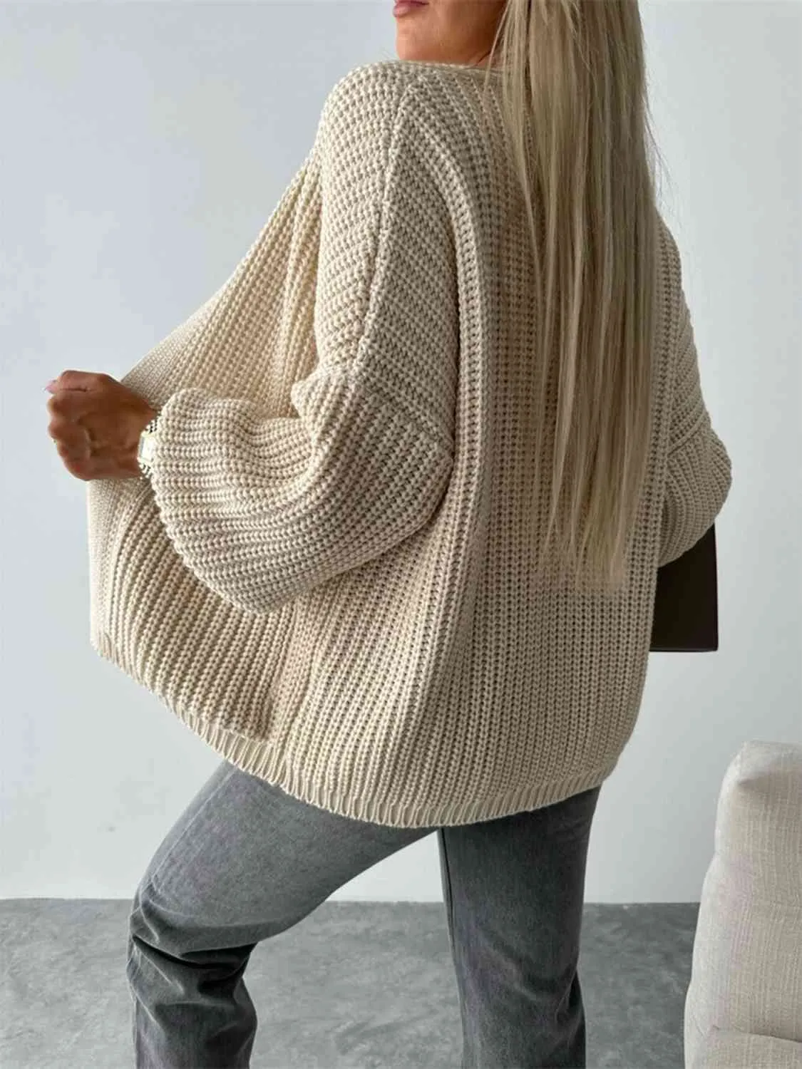 Maxct &Open Front Dropped Shoulder Cardigan