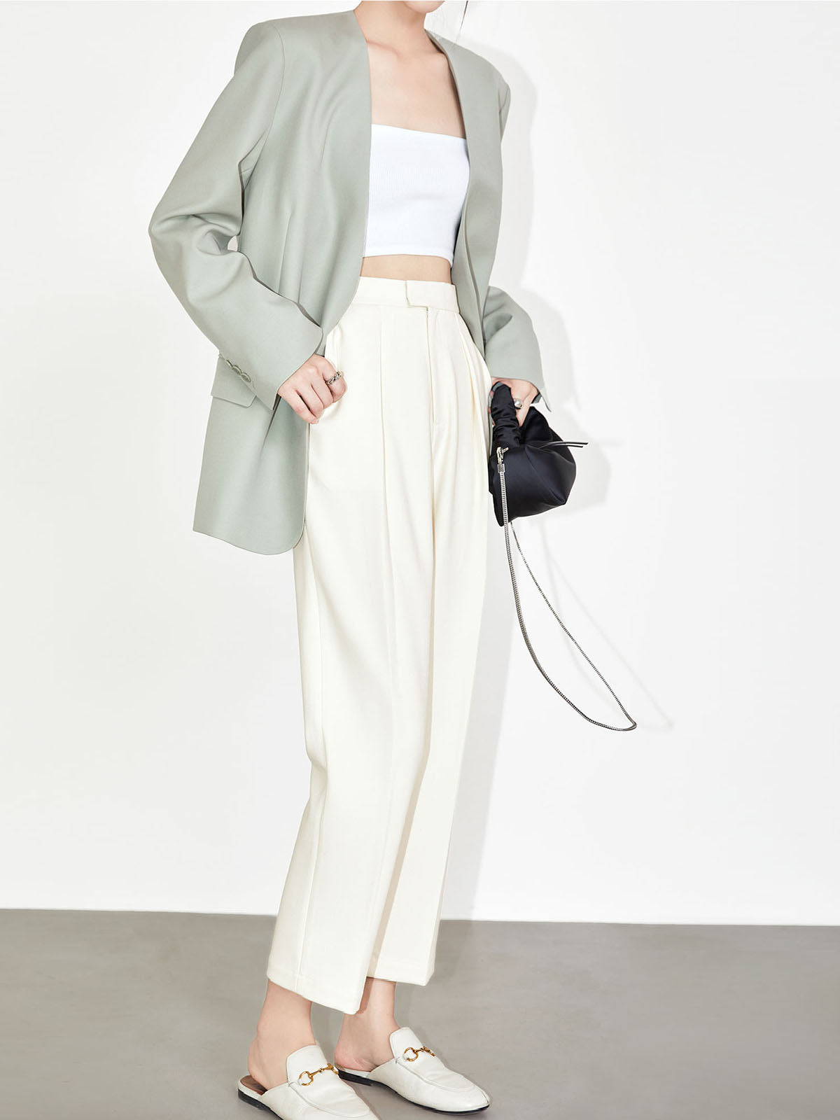 Maxct Effortless Pleated Cropped Pants