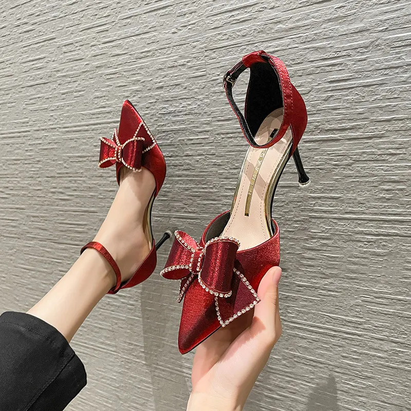 Maxct Maxct Elegant Dress Bridesmaid Sandals Fairy Wind Word Buckle Heels Hollow Socialite