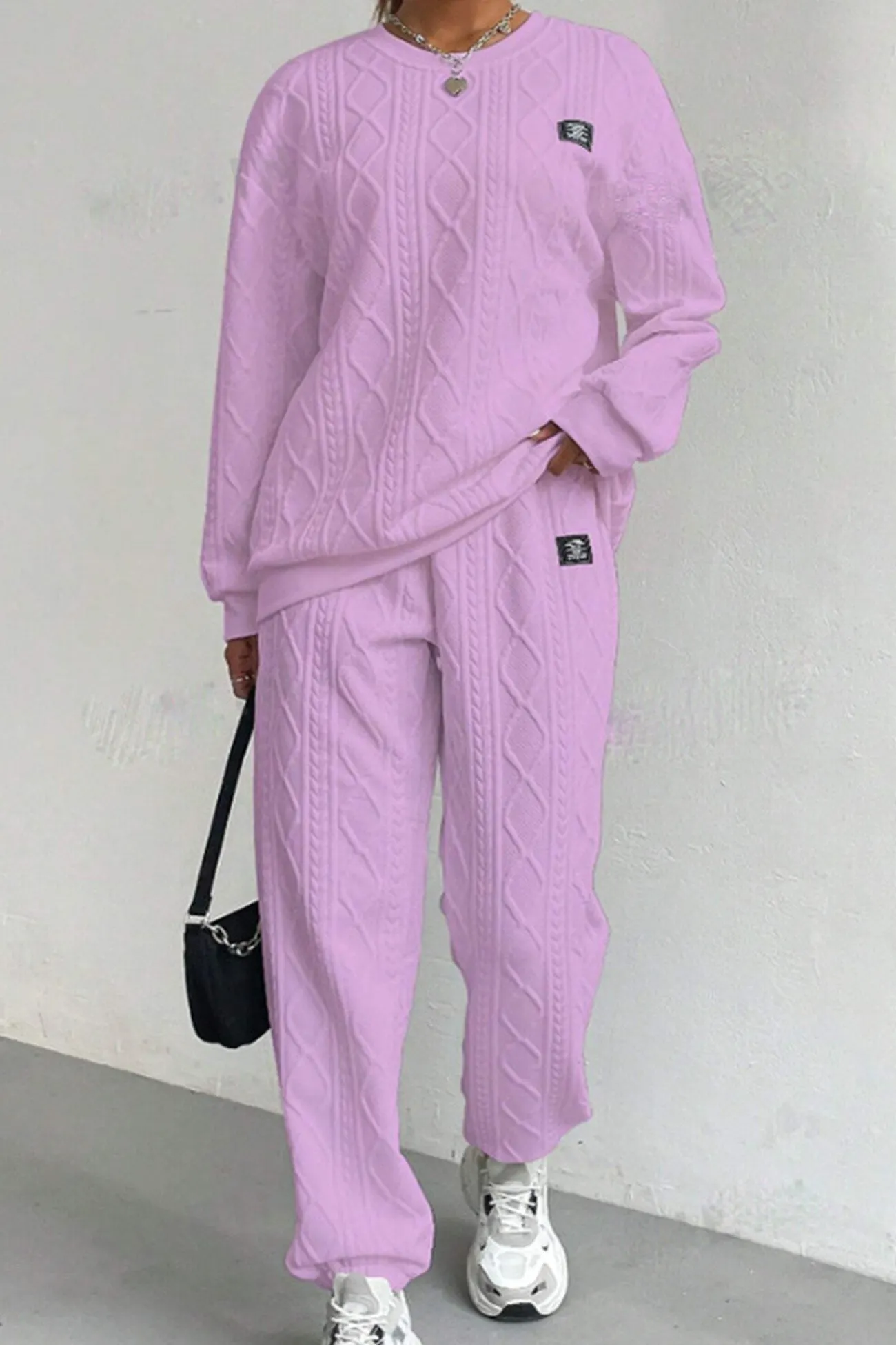 Maxct Cable Knit Crew Neck Sweatshirt Set