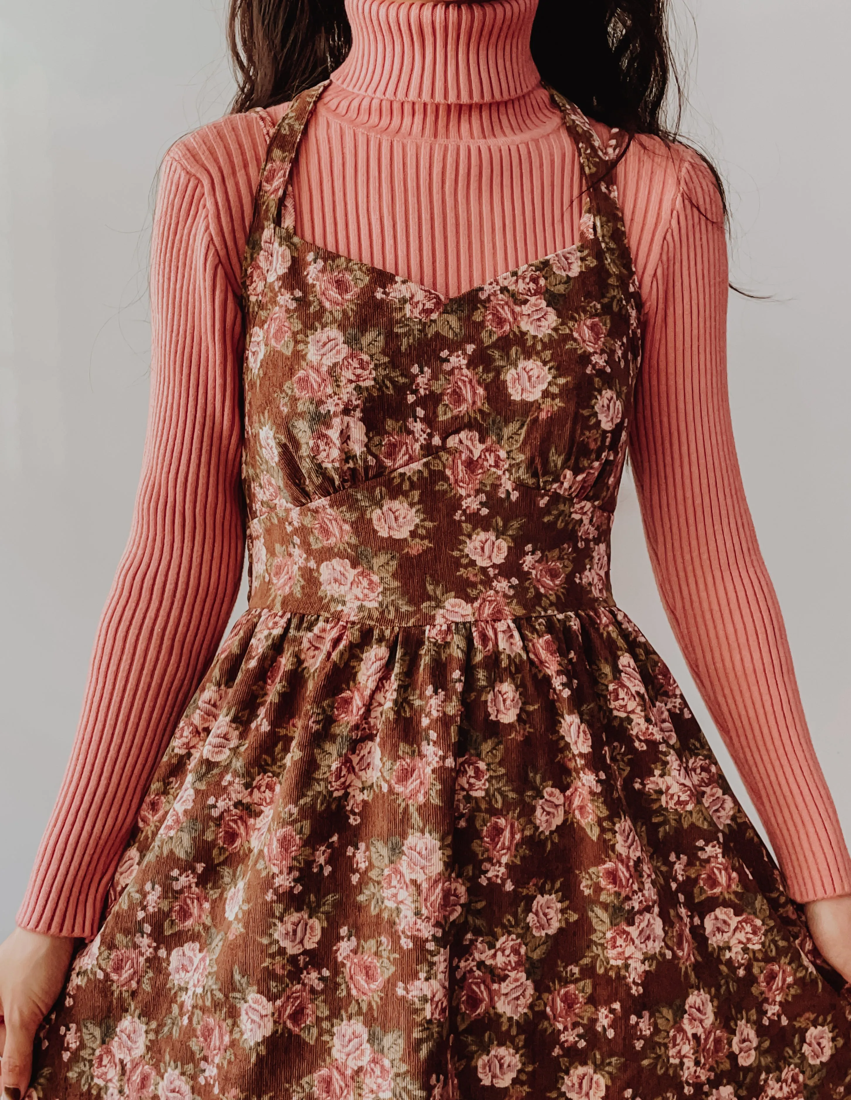 Vintage Rose Corduroy Cami Dress Maxct
