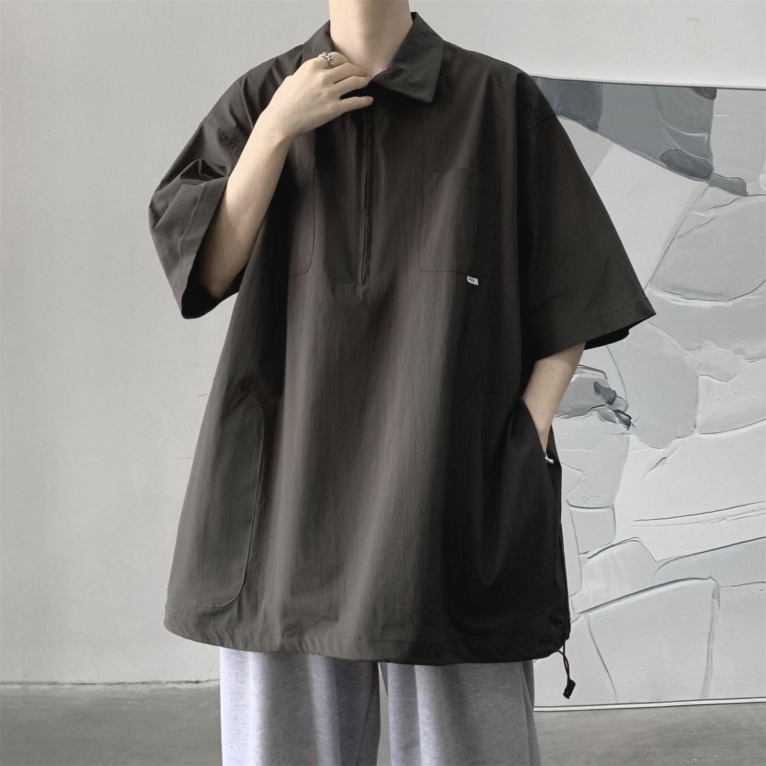 Retro Zipper Wide-sleeve Shirt Maxct