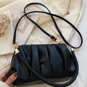 Bag For Love - Minimalist Braided Strap Ruched Bag - Women Maxct Bags