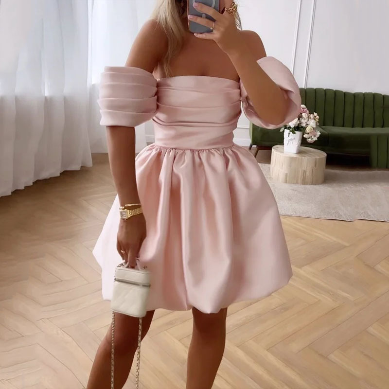 Maxct dress to impress codes Summer New Flying Sleeve Tube Top Fashion Sexy Pleated Dress Women