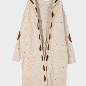 Maxct &Openwork Long Sleeve Open Front Hooded Cardigan