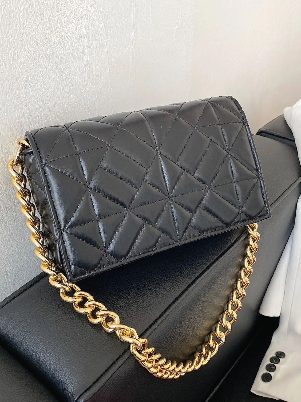 Bag For Love - Minimalist Quilted Flap Square Bag - Women Maxct Bags