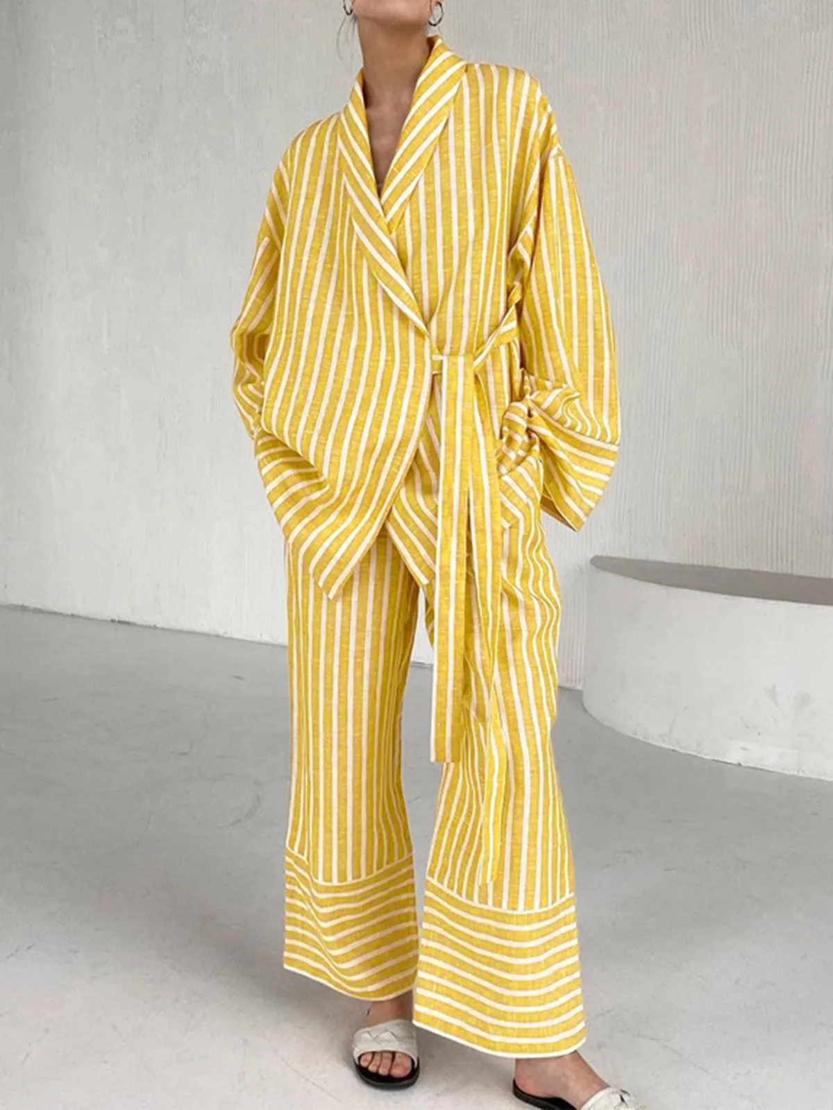 Maxct Oversized Knotted Striped Pants Set
