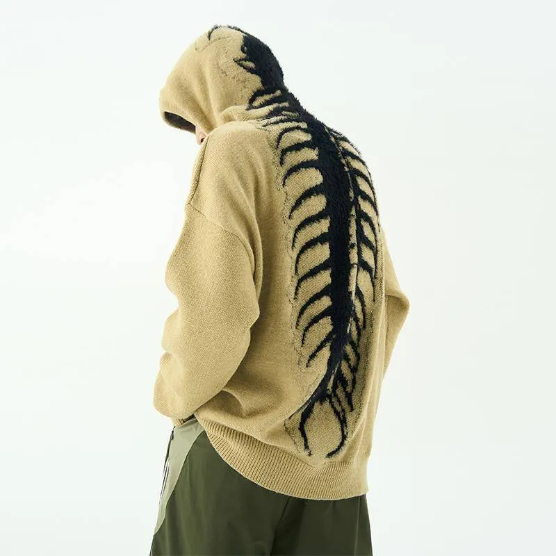 Centipede Hoodie - Bone Knitted Streetwear for Men Maxct