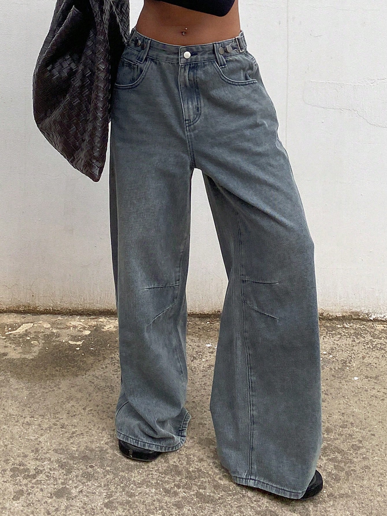 Maxct Ladies' Flared Jeans, Vintage Washed Denim Wide Leg Pants