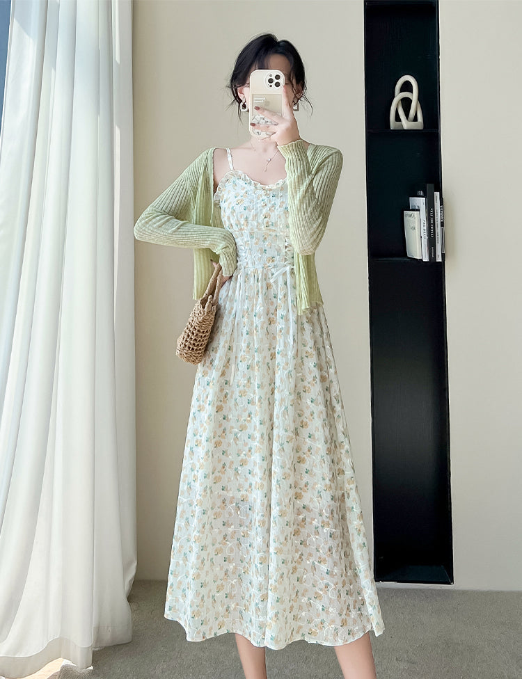 May Flowers Lace Up Cami Dress Maxct