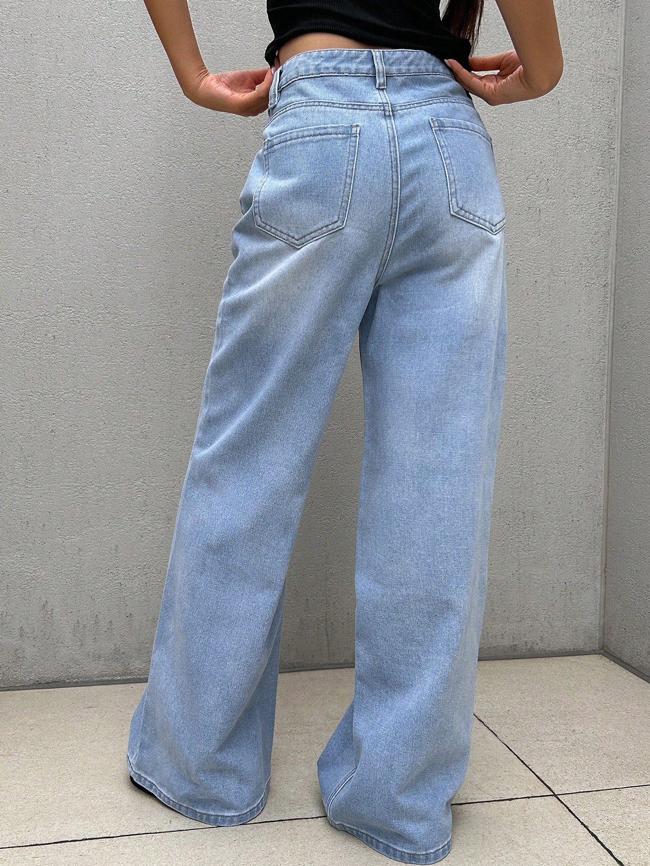 Maxct Women's Loose Fit Wide Leg Denim Pants With Pockets, Suitable For Daily And Casual Wear