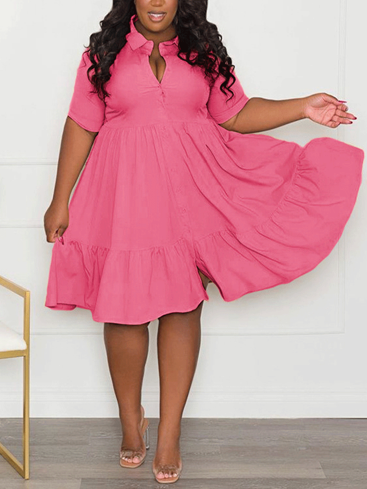 V-neck Lapels A-line Mini Dress Maxct