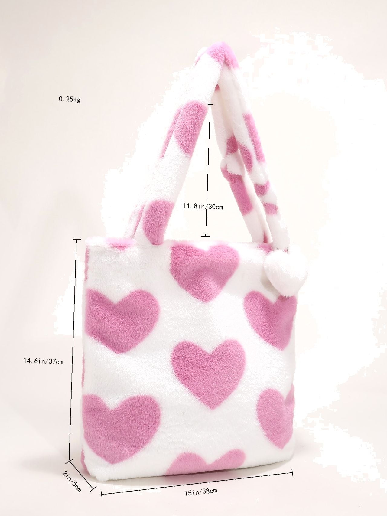 Maxct - Fluffy Heart Pattern Shoulder Tote Bag  - Women Tote Bags