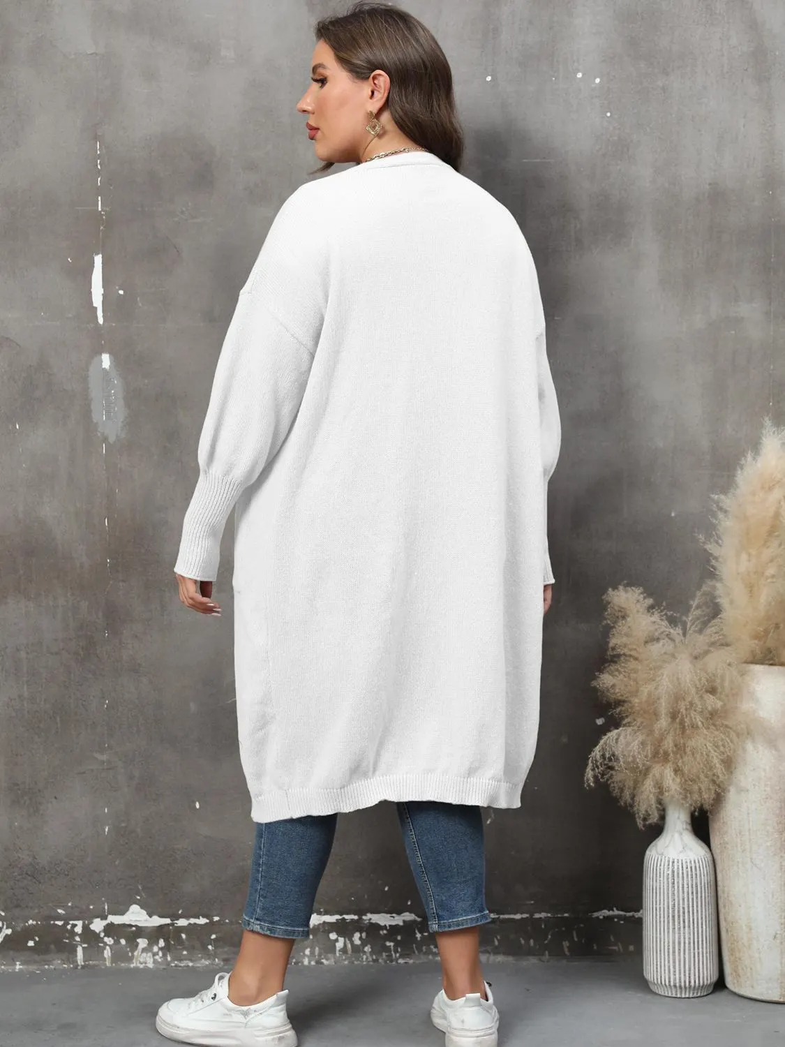 Maxct &Plus Size Long Sleeve Pocketed Cardigan