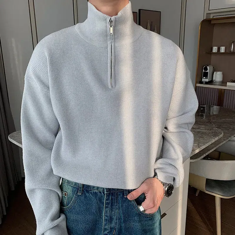 Maxct Pleated Half-zip Turtleneck Sweater